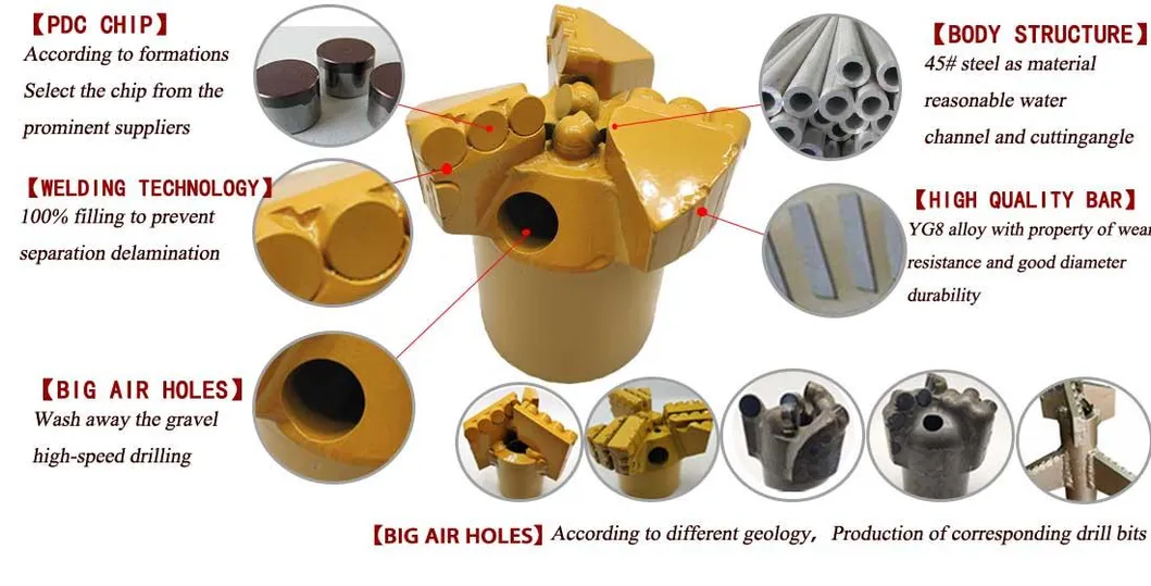 Four-Wing Drill Bit Diamond Water Well Drill Bit Rock Drill Bit PDC Water Well Drill Bit