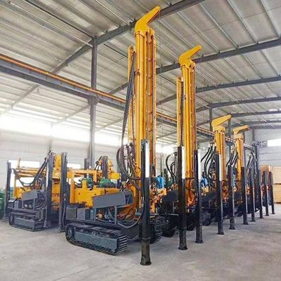 Crawler Water Well Drilling Rig Steel Reinforced Tracks 350m 380m With Root Pipes