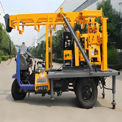 Tricycle Mounted Water Well Drilling Machine 200m with DTH Air Compressor Hammer